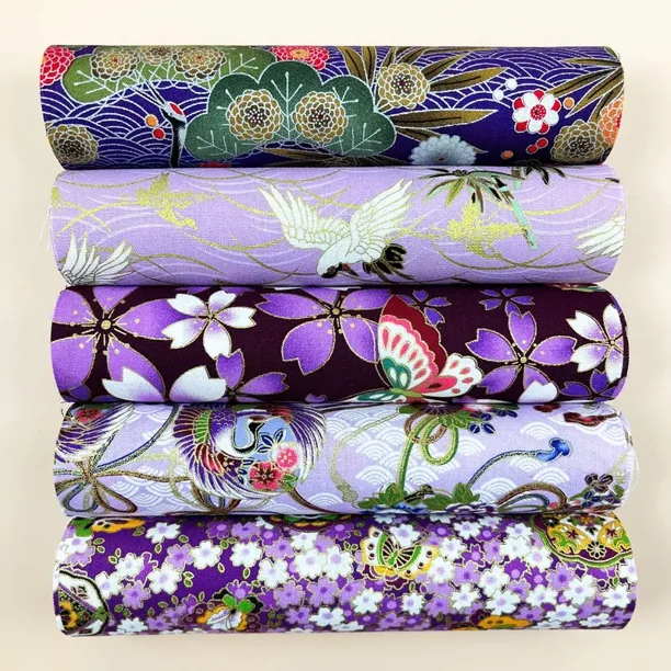 5pcs Purple Printed Pattern 100%Cotton Fabric Set 20*25cm For Clothes DIY Gong Bohan unisex