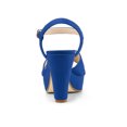 thumbnail image 2 of BLISSFUL STEP Valentine's Women's Fashion Platform Strap Slingback Chunky Heel Open Toe Sandals Deep Blue 6, 2 of 8