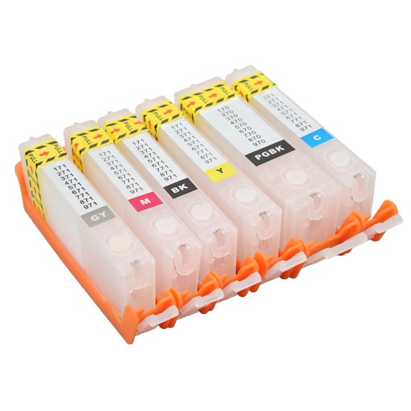Jet d'Encre 5 Pcs Encre PGBK BK C m Y 5 Couleurs Sortie Fluide Encre d'Impression Réutilisable