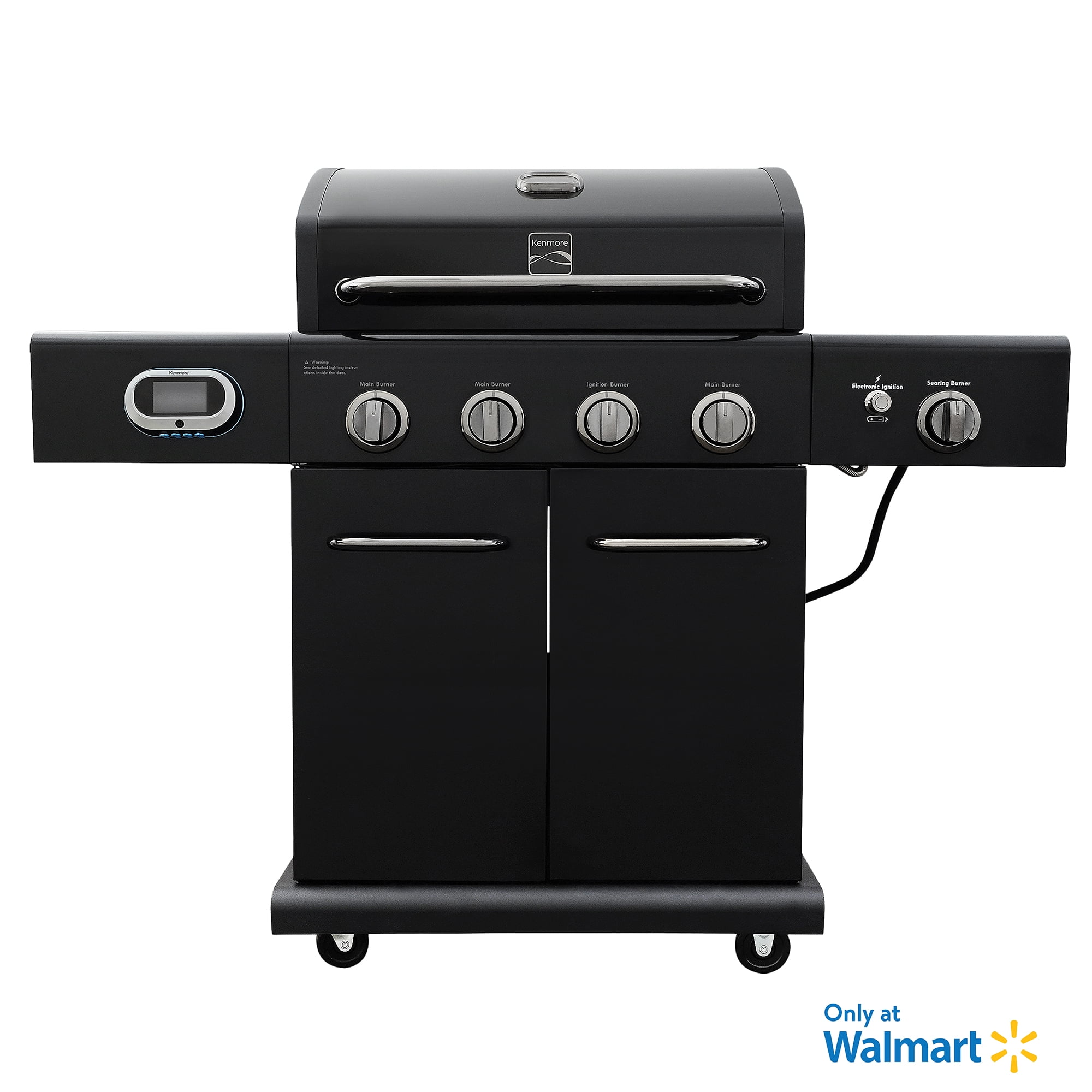 Kenmore 4Burner Smart Gas Grill with Side Searing Burner, Black with
