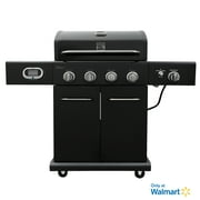 Kenmore 4-Burner Smart Gas Grill with Side Searing Burner, Black with Chrome Accents