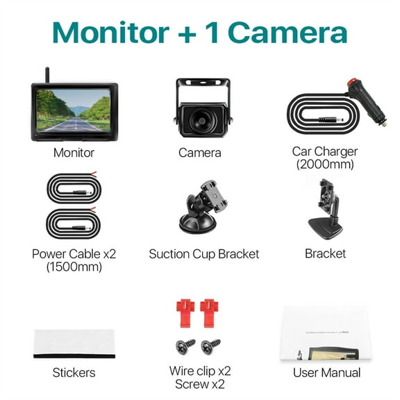 HD AHD 1920x1080P Wireless Transmitter Rear View Camera With 2CH 5 Inch IPS Screen AHD Parking Monitor For Truck Bus Vehicle ,Easy Installation& Fit All Vehicles