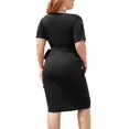 thumbnail image 2 of UKAP Ladies Summer Dress Short Sleeve Midi Pleated Oversized Holiday Sundress Black 4XL, 2 of 3