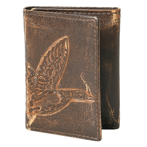 AMERICAN TANNER Genuine Leather Hand Burnished Trifold Wallet For Men Women H4.25 X W3 X D0.5