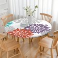 thumbnail image 3 of Round Fitted Tablecloth for 38-42 Inch Tables, 44 Inch Boho Floral with Elastic Hem Easy Wipe, 3 of 7