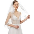thumbnail image 2 of Bridal Veil Women's Simple Tulle Short Wedding Veil Ribbon Edge With Comb for Wedding Bachelorette Hen Party, 2 of 6