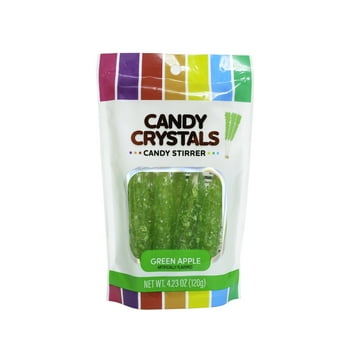 Hilco Candy Crystals Green Apple Flavored Green Candy Stirrers, 4.23 oz, 8 Pack