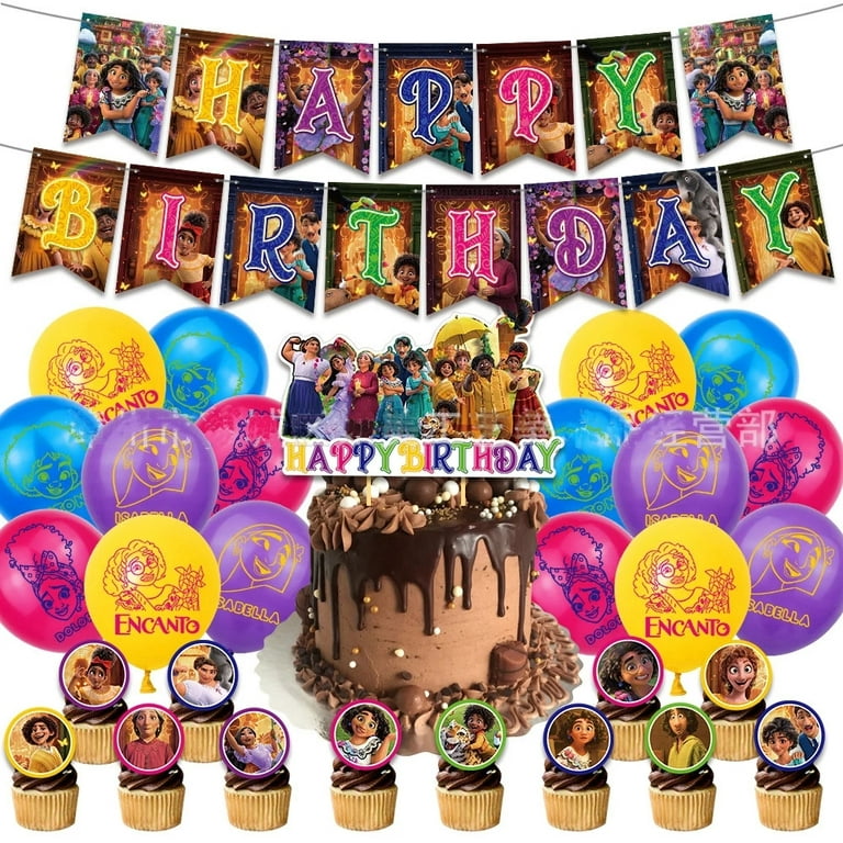 Noyal 30Pcs Encanto Kids Happy Birthday Party Supplies Decorations Set  Balloons Banner Cake Cupcake Top Full Set 