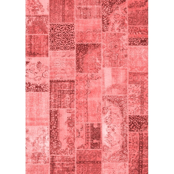 Ahgly Company Indoor Rectangle Patchwork Red Transitional Area Rugs, 7' x 10'