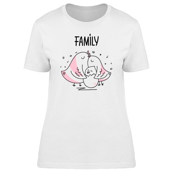 Cute Birds Family Cartoon Tee Women's -Image by Shutterstock