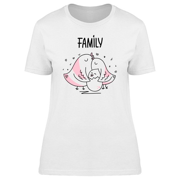 Cute Birds Family Cartoon Tee Women's -Image by Shutterstock