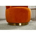 thumbnail image 3 of 360-Degree Swivel Accent Armchair with Wide Upholstered Seat and Metal Base, Round Barrel Chairs in Fluffy Velvet Fabric for Living Room, Bedroom, Orange, 3 of 8