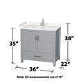 thumbnail image 4 of Wyndham Collection Sheffield 36" Mirror Wood Single Bathroom Vanity in Gray, 4 of 4