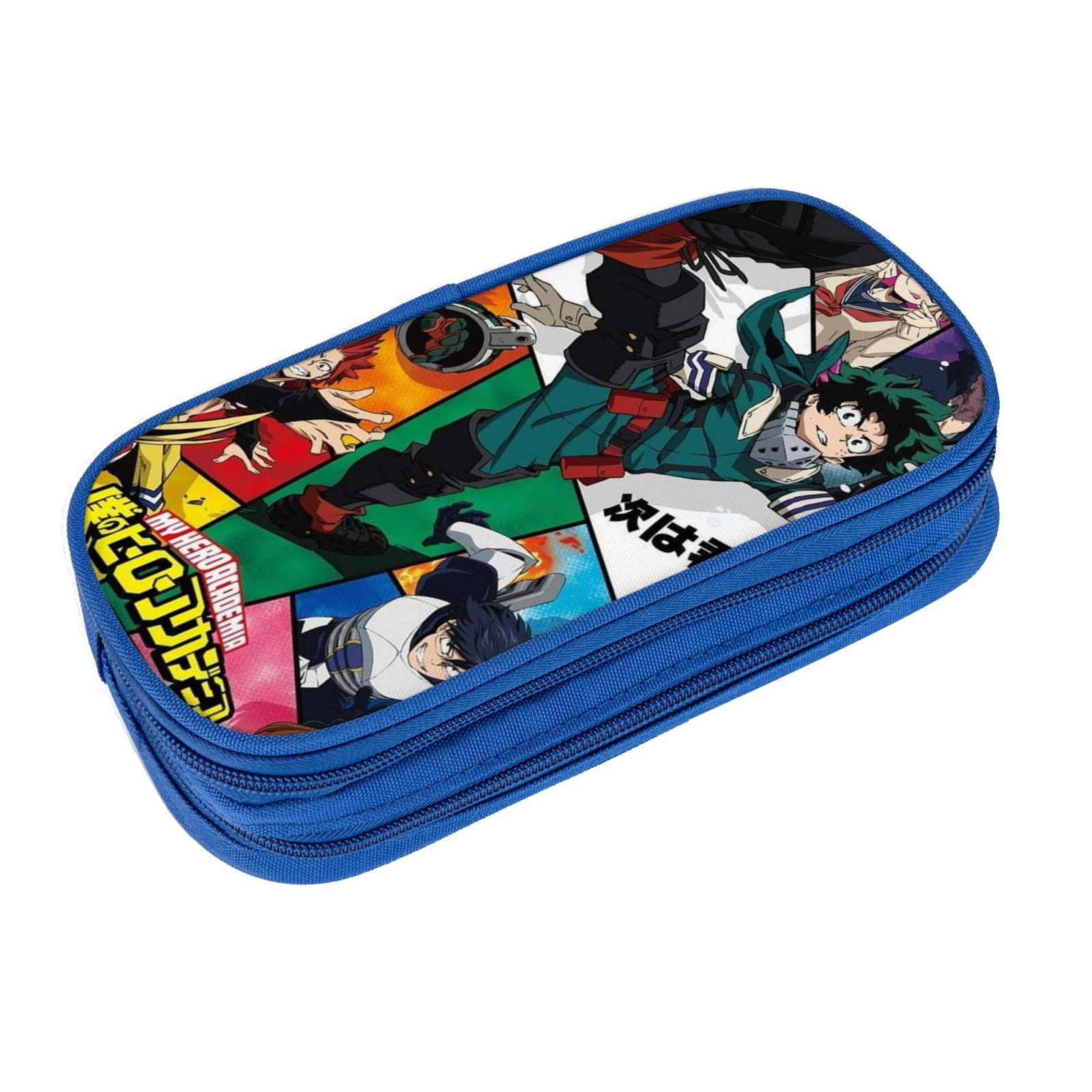 My Hero Academia Pencil Case Large Capacity Pencil Pouch Pen Bag Office Stationery Organizer Travel Makeup Bag Blue