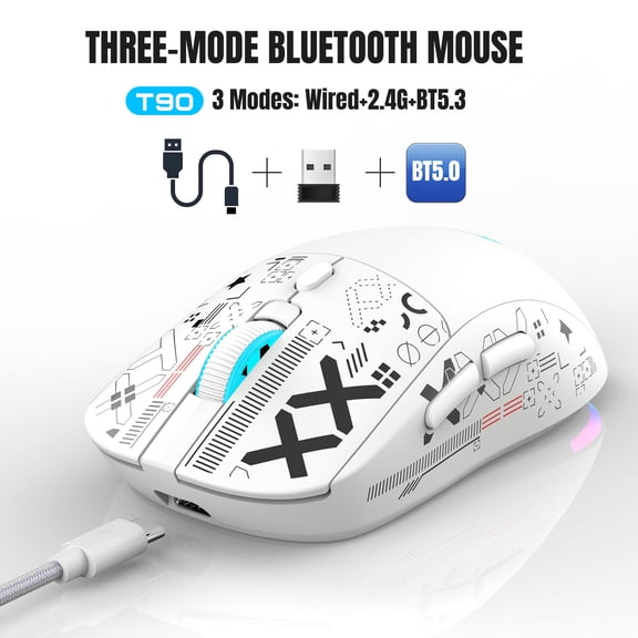 Popular HXSJ T90 2.4G 3-mode silent buttons ergonomic Colorful RGB Backlit 650mAh rechargeable wireless gaming mouse for laptop