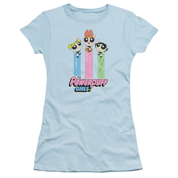 Powerpuff Girls The Girls Fly S/S Junior Women's T-Shirt Sheer Light Blue