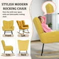 thumbnail image 6 of SENCHO GINSYTALIOR Nursery Rocking Chair Teddy Upholstered Glider Rocker,Rocking Accent Chair Padded Seat with High Backrest ,Solid Wood Legs for Nursery Bedroom Living Room(Yellow）, 6 of 7