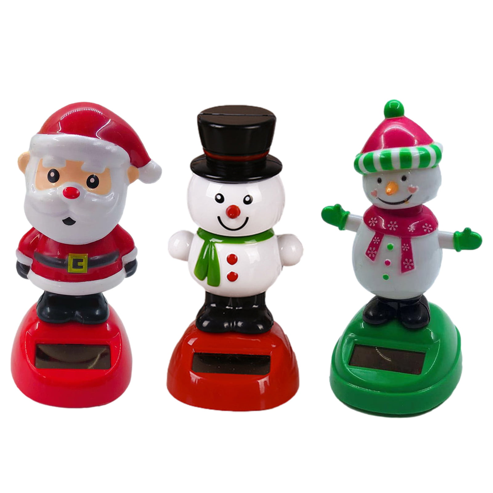 SOLAR POWERED BOBBLE HEAD SNOWMAN WEARING TOP HAT HOLDING CHRISTMAS LIGHT STRING 