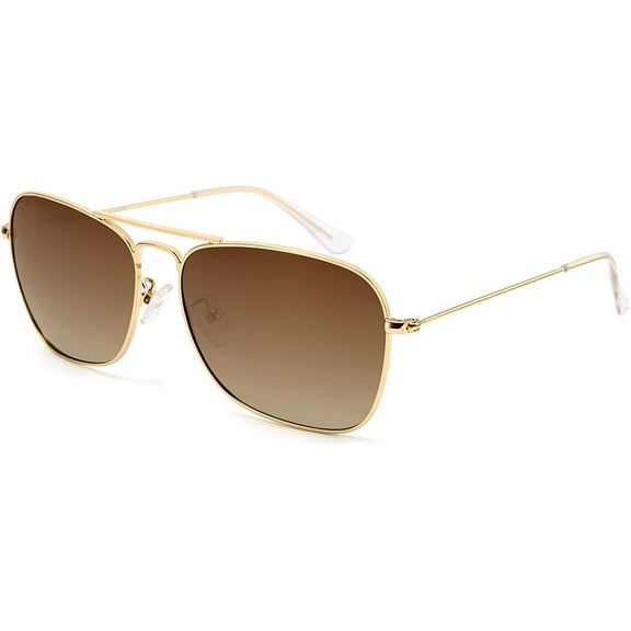 Square Aviator Sunglasses for Women Men Polarized Pilot Military Square Shades Classic Vintage Metal Sun Glasses