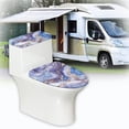 thumbnail image 6 of HELLHERO Marble Texture Toilet Seat Cover Replacement 2 Pcs Set Elastic Fabric Easy Care for Family, 6 of 8