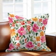 thumbnail image 2 of Red Yellow Floral Throw Pillow Cover Retro Spring Leaves Flower Cotton Linen Cushion Cover Throw Pillow Case with Invisible Zipper for Couch Sofa Bed Chair Car 16x16 Inch, 2 of 14
