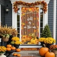 thumbnail image 5 of Fall Buffalo Plaid Pumpkins Truck Door Cover Banner Autumn Harvest Porch Banner Maple Leaves Porch Cover for Thanksgiving Autumn Harvest Holiday Party Decor 70.8 x 35.4 Inch, 5 of 6