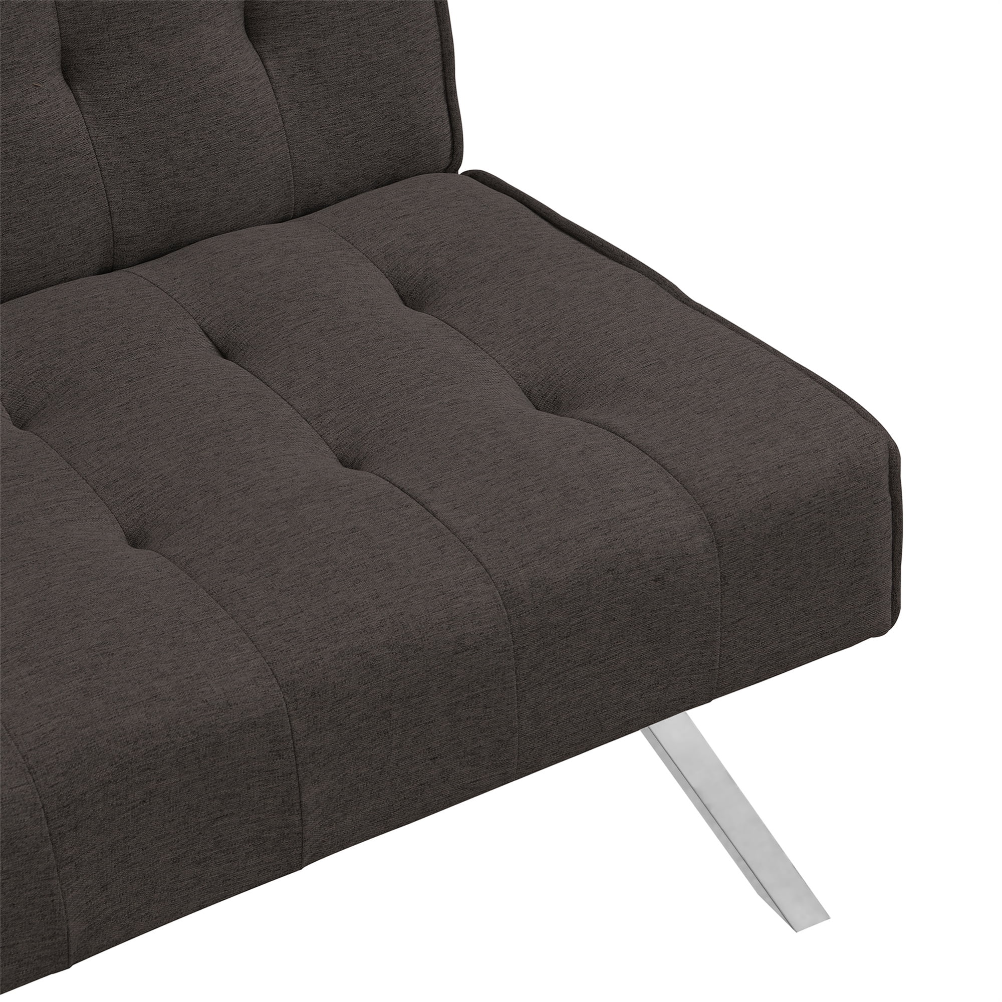 Aukfa 67" Tufted Futon Convertible Sofa Bed Separate Back Chaise Couch for Home Office, Linen, Espresso