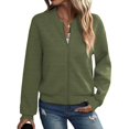 thumbnail image 2 of Zshosam Womens Bomber Jacket Coat Casual Stand Collar Zip Up Lightweight Fall Fashion Jackets Outfits with Pockets(Green,M), 2 of 9