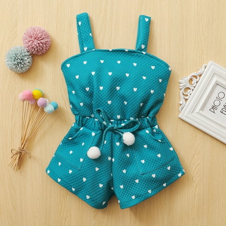 

Leutsin Toddler Baby Girls Hearts Printed Suspender Romper Jumpsuit Clothes