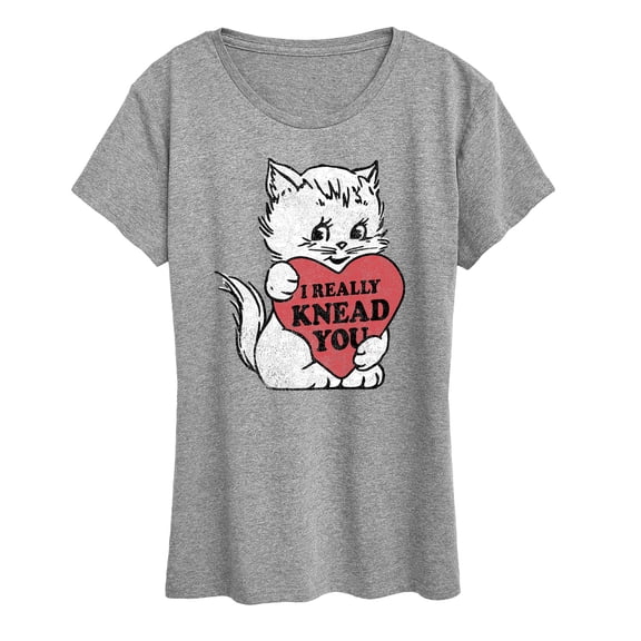 Instant Message - Vintage Valentine Cat - Women's Short Sleeve Graphic T-Shirt