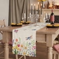 thumbnail image 2 of Wildflowers 108 Inch Table Runner, Spring Vintage Tulip Butterfly Floral Leaf Farmhouse Dresser Scarf Cotton & Linen Tablerunner for Dining/Kitchen Island/Holiday Party Décor 13" x 108", 2 of 9
