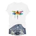 thumbnail image 6 of GEWSEY Women's Dragonfly Graphic Tees Trendy Casual Loose Summer Funny Cute Printed Short Sleeve Shirts Tops (White, 3XL), 6 of 8