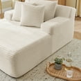 thumbnail image 6 of Oversized Chaise Lounge Chair Indoor, 50 Inch Wide Upholstered Velvet Sleeper Sofa Couch, Comfy Fluffy Cloud Couch Boneless Couch for Living Room, No Assembly Required, Beige, 6 of 8