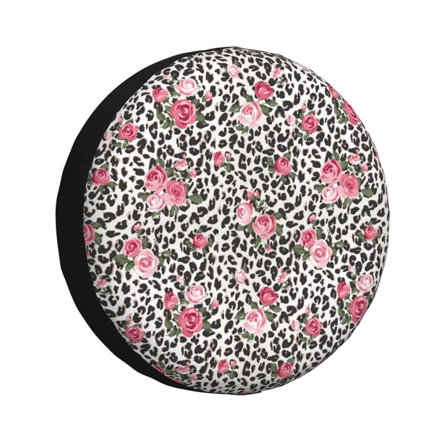 Fotbe Rose Mix Leopard 3 Funda de Llanta de Repuesto con Estampado, Engrosada, Ajuste Universal para Jeep, Remolque, RV, SUV, Camión-14 inch