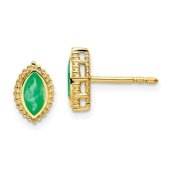 Auriga Fine Jewelry 14K Yellow Gold Marquise Emerald Stud Earrings for Women