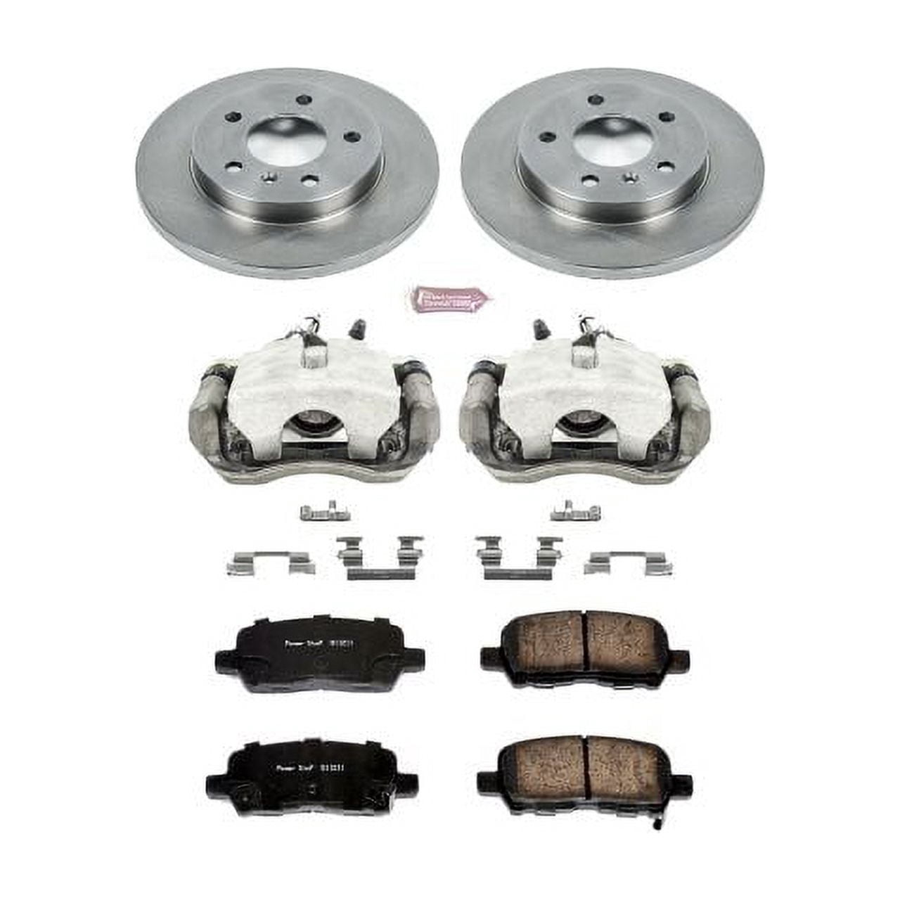 PowerStop Rear Stock Replacement Brake Pad and Rotor Kit with Calipers Fits: PONTIAC Select Models KCOE1602