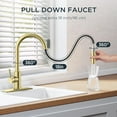 thumbnail image 3 of Single Handle Pull Down Sprayer Kitchen Faucet with Deckplate and Flexible Hose in Brushed Gold, 3 of 7
