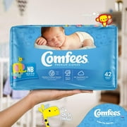 Comfees Newborn Tab Closure Disposable Baby Diapers, 42 Count