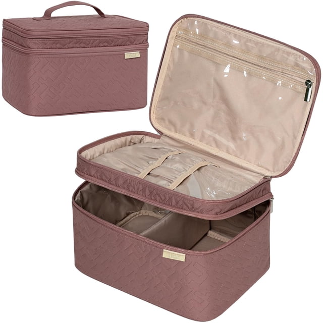 Bolsa de maquillaje de viaje NISHEL grande de doble capa para mujer