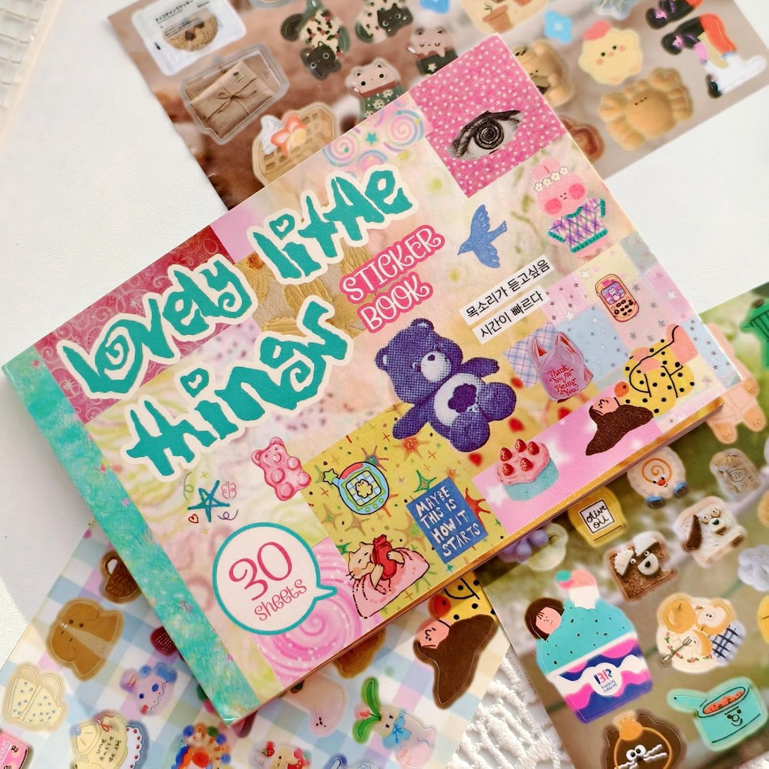 Japanese Manga Style Sticker Book with 30 Sheets of Die Cut Stickers, Over 1200 Pieces for DIY Journaling and Scrapbooking