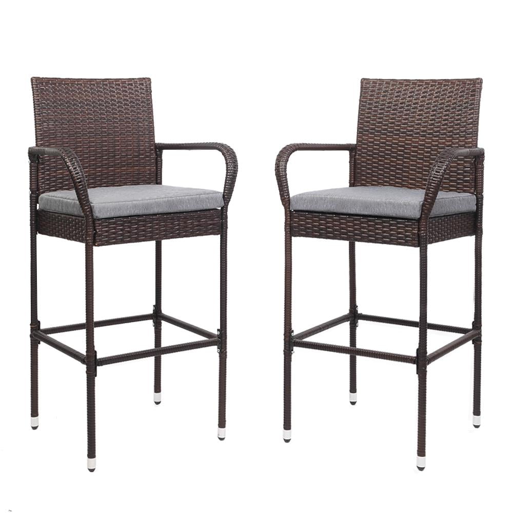 Ktaxon Outdoor Bar Stools Set of 2, 2 Piece Wicker Bar Stools Rattan