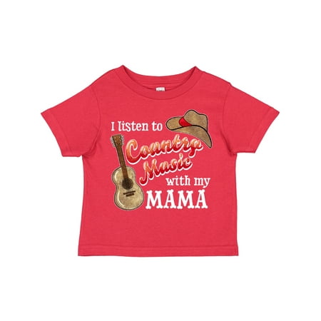 

Inktastic I Listen to Country Music with My Mama with Guitar and Hat Gift Toddler Boy or Toddler Girl T-Shirt