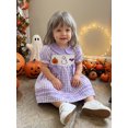 thumbnail image 3 of RUINIXCW Toddler Baby Girl Halloween Dress Outfit Infant Baby Girl Summer Fall Plaid Gingham Dress Outfit Pumpkin Ghost Bat Embroidery Puff Short Sleeve Doll Collar Holiday Dress, 3 of 9