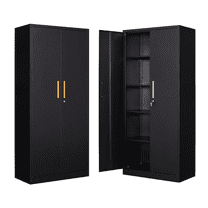 71" Metal Storage Cabinet with long handle and adjustable shelves,Lock for Home