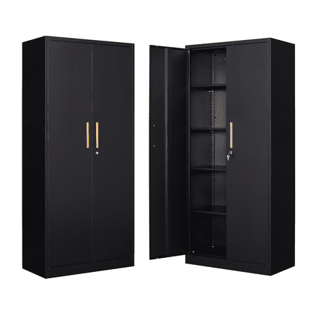 71" Metal Storage Cabinet with long handle and adjustable shelves,Lock for Home