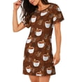 thumbnail image 2 of KLL Mignon Paresseux Ours Relaxant dans une Tasse de Café Imprimé Chemise de Nuit à Manches Courtes pour Femmes Chemise de Nuit Confortable Col Rond Mignonne Robe de Nuit à Volants, 2 of 6