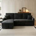 thumbnail image 2 of KYLE & KAY 83.5" Convertible Sectional Sofa Bed, L Shaped Sofa with Cup Holders and Storage, Modern Sleeper Couch with USB for Living Room, Bedroom, Apartment (Corduroy, Khaki), 2 of 5