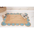 thumbnail image 5 of Rectangle Rug Natural Jute Rug Hand Braided Beige and Light Blue Border Color Rounding Line Area Rug, 5 of 5