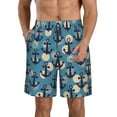 thumbnail image 2 of Uemuo Anchors Pattern Men's Swim Trunks Hawaiian Beach Bathing Suit Swimsuits Beach Quick-Dry Shorts with Pockets-X-Large, 2 of 9