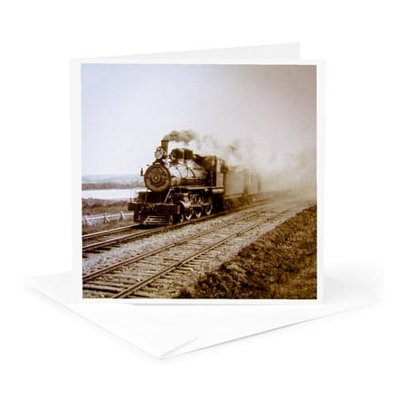 3dRose, Steam Train Locomotive Mulgrave Nova Scotia Canada Railroad History, 1 Greeting Card with envelope